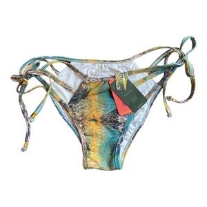 Sambarela Watercolor Snakeskin String Bikini Bottoms NWT